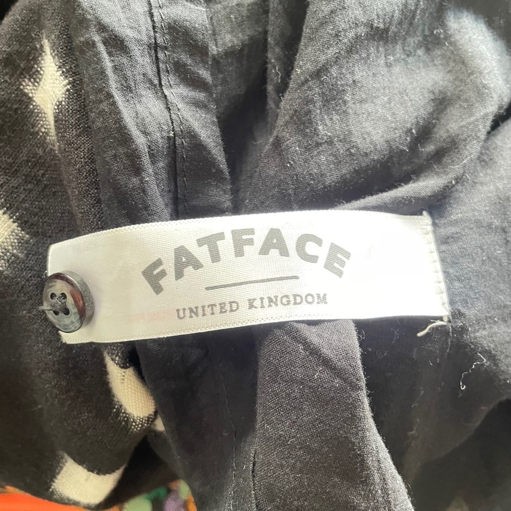 FatFace The Serena Dress Women 10 Black Ikat Pockets Smocked Lagenlook Cottage - Picture 5 of 7